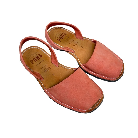 Pons Avarcas Sandals Pink Womens 7 Leather Open Toe Ankle Strap Spain Vacation - Picture 1 of 8